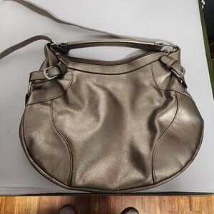 Bueno gold vegan leather hobo shoulder handbag